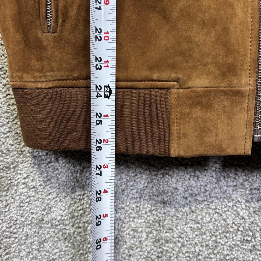 Theory Jacket Mens Large Brown Suede Bomber Full Zip Lined Pockets Casual - Picture 5 of 6